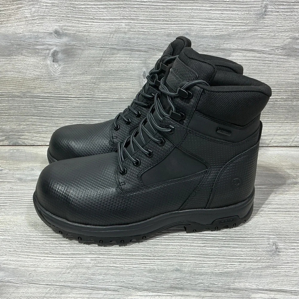 Dunham 8000Works Black Waterproof Work Boots Men's 10 6E Wide Oil Resistant NEW